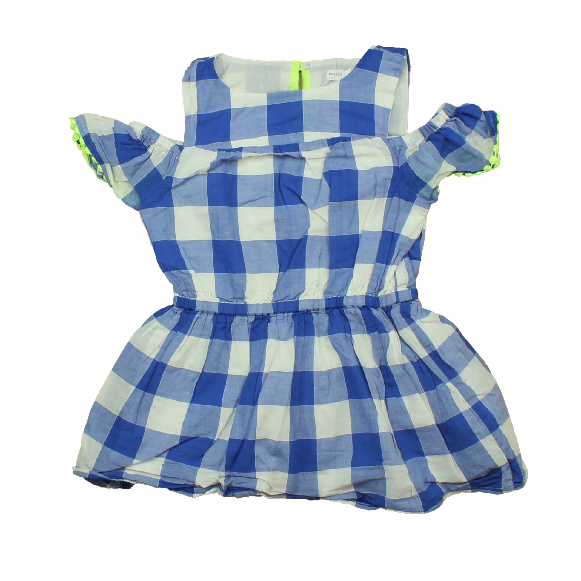 Rockets Of Awesome Girls White | Blue | Checks Dress Size: 3T White | Blue | Checks