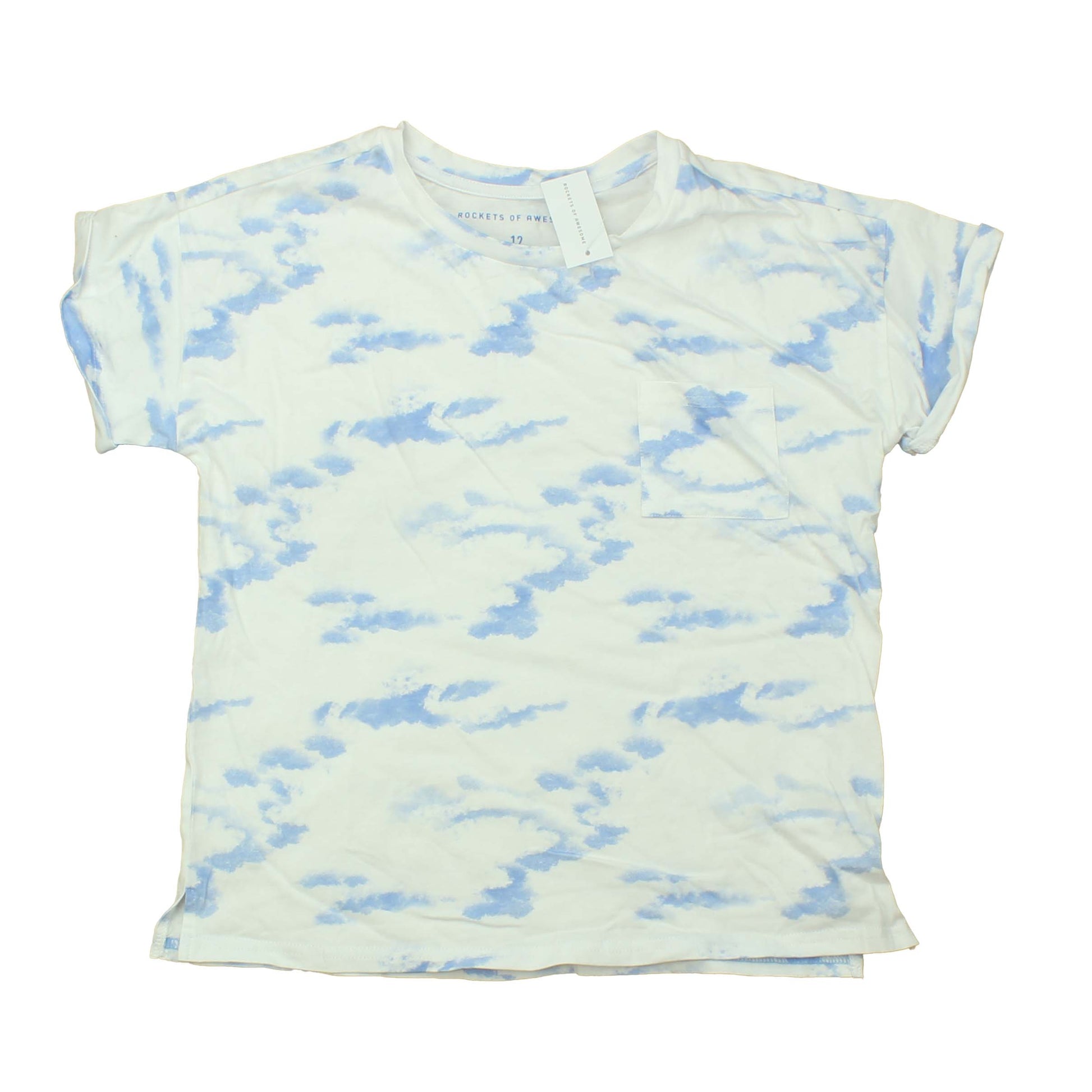 Rockets Of Awesome Girls White | Blue | Clouds T-Shirt Size: Big Girl White | Blue | Clouds
