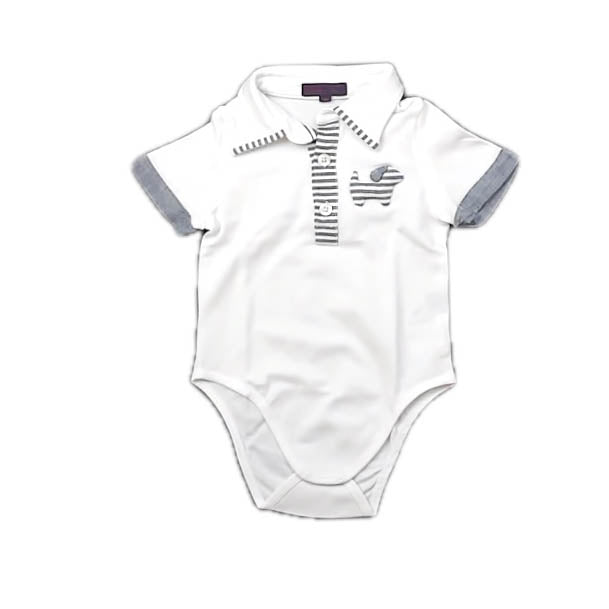 Nicholas & Bears Boys White | Blue Dog Onesie Size: 3 Months White | Blue Dog