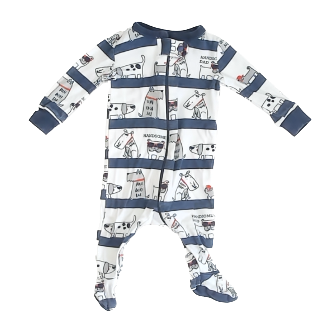 Children's Place Girls White | Blue | Dogs 1-piece Non-footed Pajamas Size: 0-3 Months White | Blue | Dogs