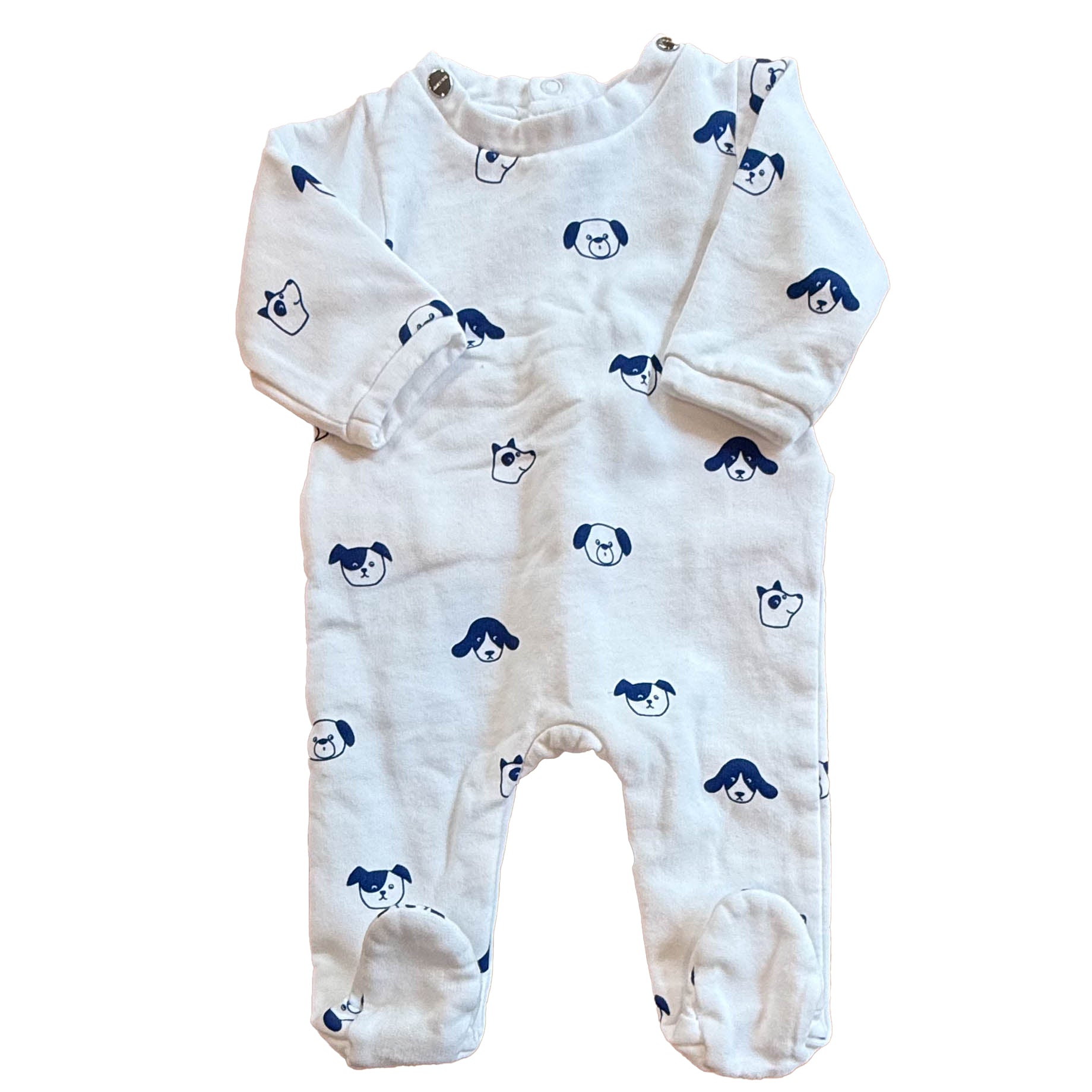 Jacadi Boys White | Blue Dogs Long Sleeve Outfit Size: 3 Months White | Blue Dogs