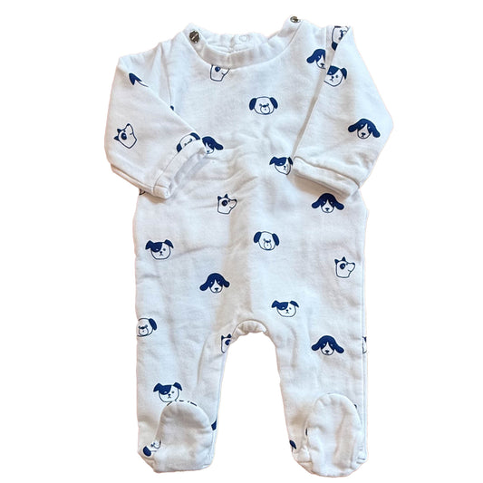 Jacadi Boys White | Blue Dogs Long Sleeve Outfit Size: 3 Months White | Blue Dogs