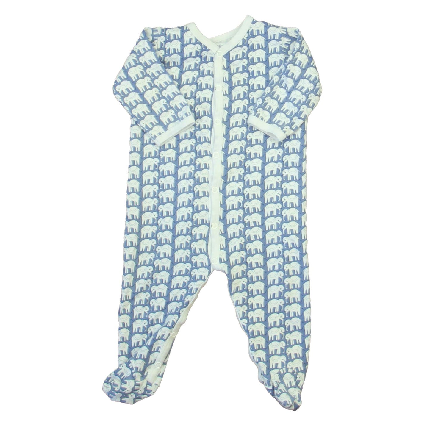 Roberta Roller Rabbit Boys White | Blue Elephants 1-piece footed Pajamas Size: 6-9 Months White | Blue Elephants