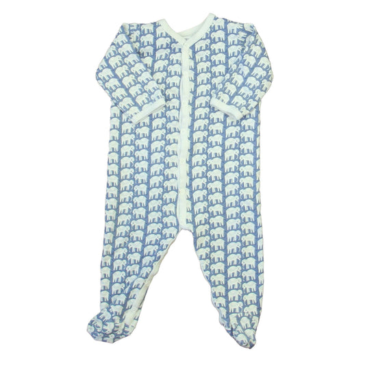 Roberta Roller Rabbit Boys White | Blue Elephants 1-piece footed Pajamas Size: 6-9 Months White | Blue Elephants