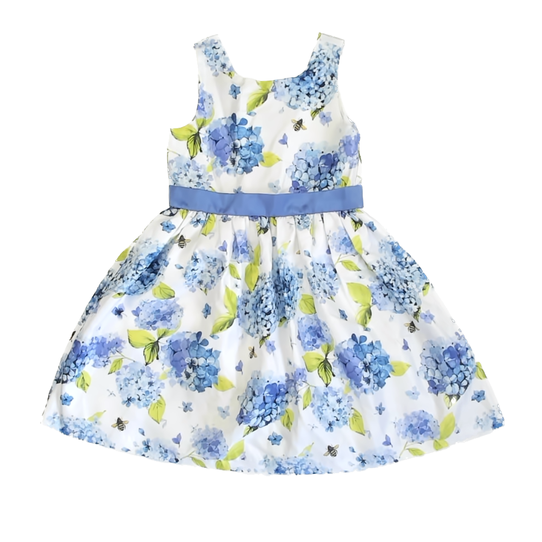 Gymboree Girls White | Blue Floral Dress Size: 6 Years White | Blue Floral