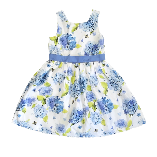Gymboree Girls White | Blue Floral Dress Size: 6 Years White | Blue Floral