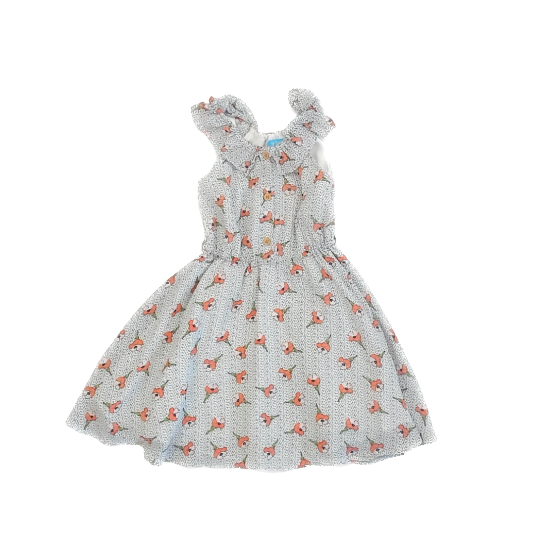 Zazu Girls White | Blue Floral Dress Size: 4T White | Blue Floral