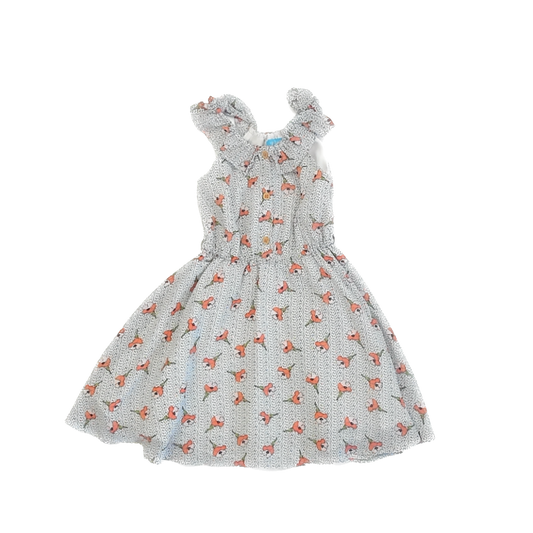 Zazu Girls White | Blue Floral Dress Size: 4T White | Blue Floral
