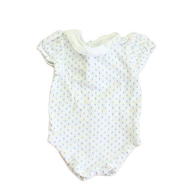 Janie and Jack Girls White | Blue Floral Onesie Size: 3-6 Months