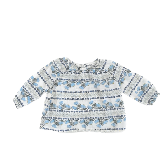 Old Navy Girls White | Blue Floral Blouse Size: 6-12 Months White | Blue Floral