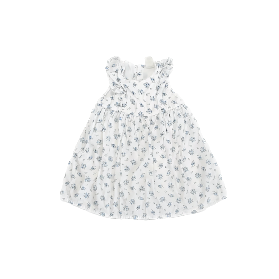 H&M Girls White | Blue Floral Dress Size: 18 Months White | Blue Floral