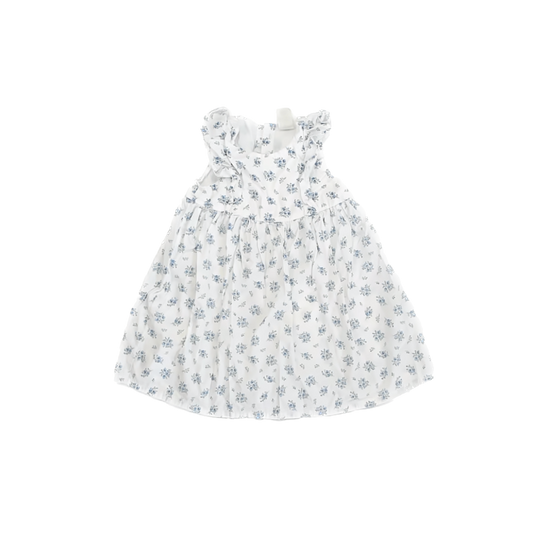 H&M Girls White | Blue Floral Dress Size: 18 Months White | Blue Floral