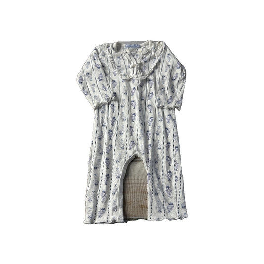 Feather Baby Girls White | Blue | Floral Long Sleeve Outfit Size: 3-6 months White | Blue | Floral