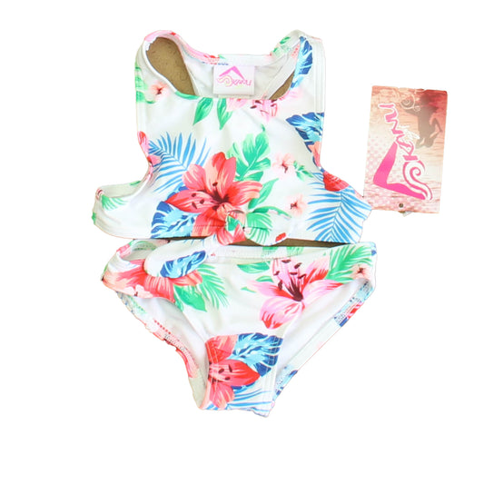 Kanu Girls White | Blue | Green | Pink Floral 1-piece Swimsuit Size: 3T