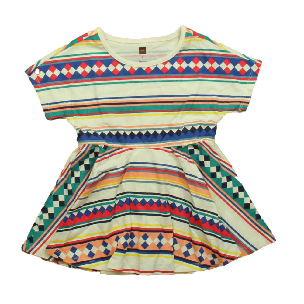 Tea Girls White | Blue | Green Dress Size: 2T