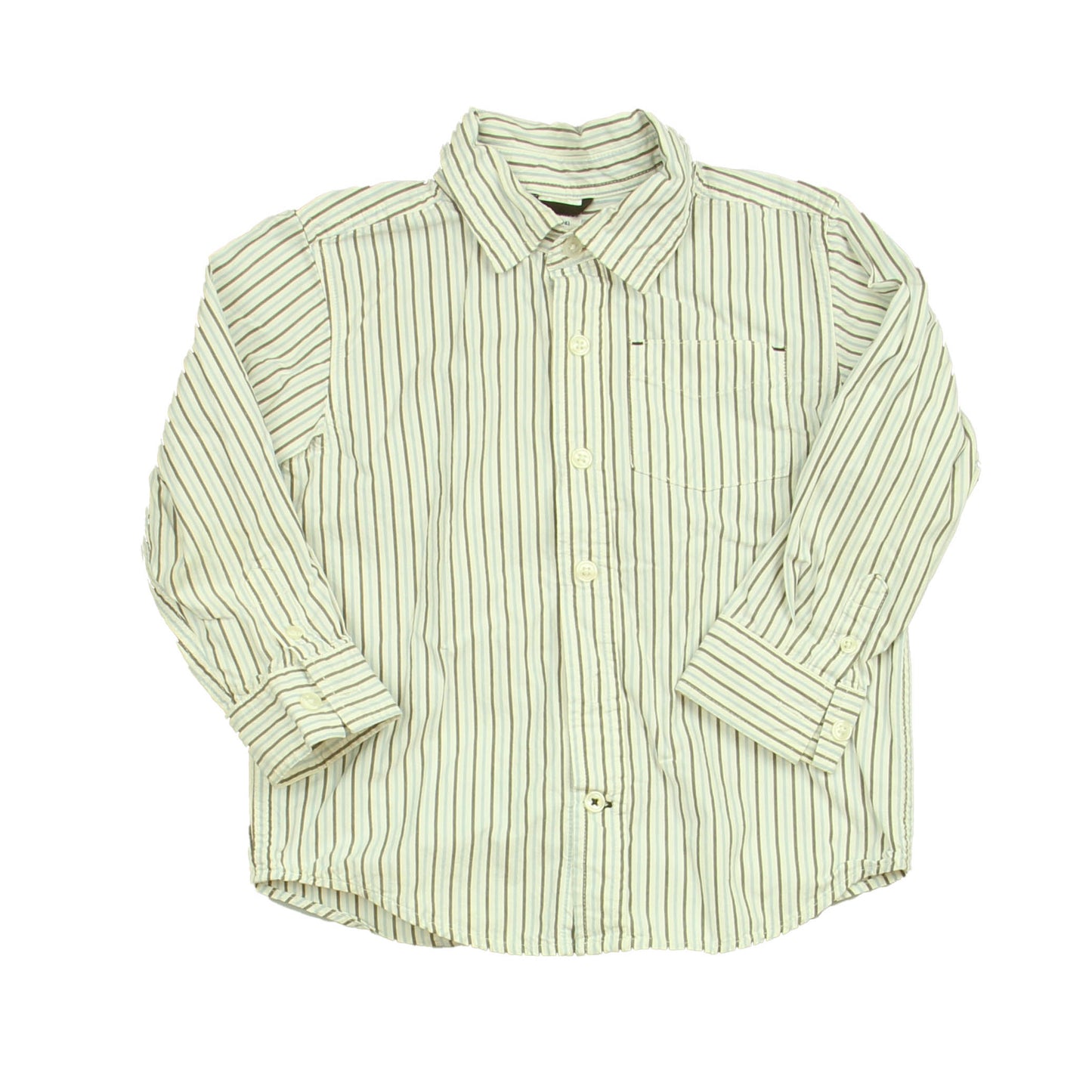 Gymboree Boys White | Blue | Grey | Stripes Button Down Long Sleeve Size: 2-3T White | Blue | Grey | Stripes