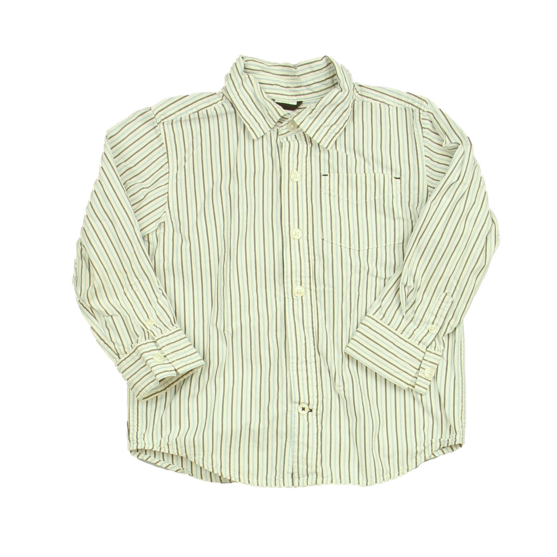 Gymboree Boys White | Blue | Grey | Stripes Button Down Long Sleeve Size: 2-3T White | Blue | Grey | Stripes