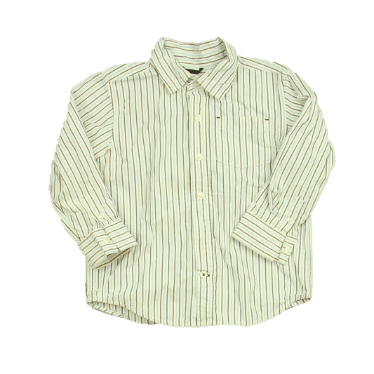 Gymboree Boys White | Blue | Grey | Stripes Button Down Long Sleeve Size: 2-3T White | Blue | Grey | Stripes