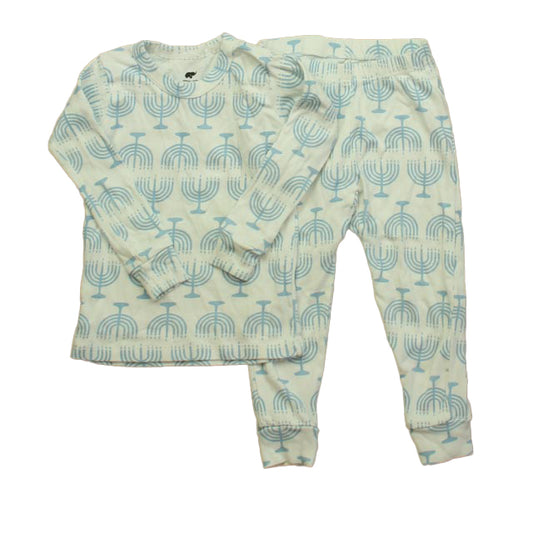 Monica + Andy Boys White | Blue Menorah 2-piece Pajamas Size: 2T White | Blue Menorah