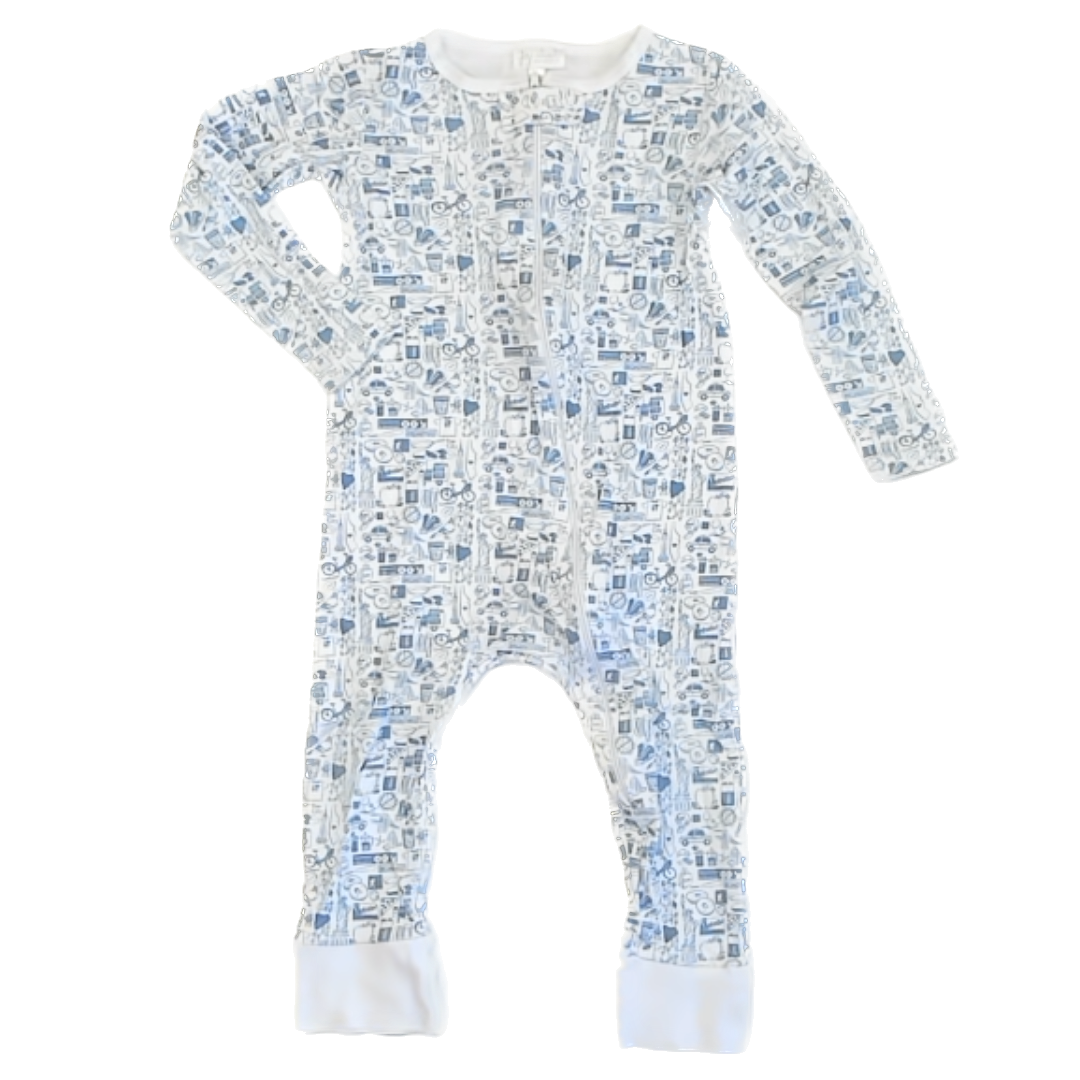 Joy Street Girls White | Blue | NYC 1-piece Non-footed Pajamas Size: 18-24 Months White | Blue | NYC