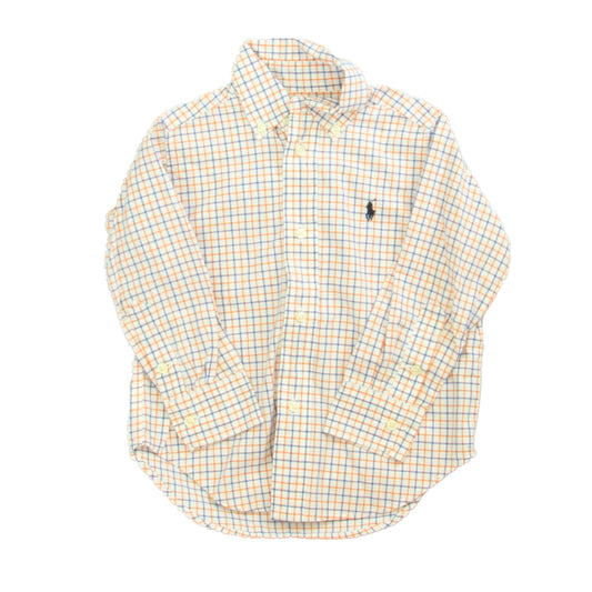 Ralph Lauren Boys White | Blue | Orange | Checks Button Down Long Sleeve Size: 2T White | Blue | Orange | Checks