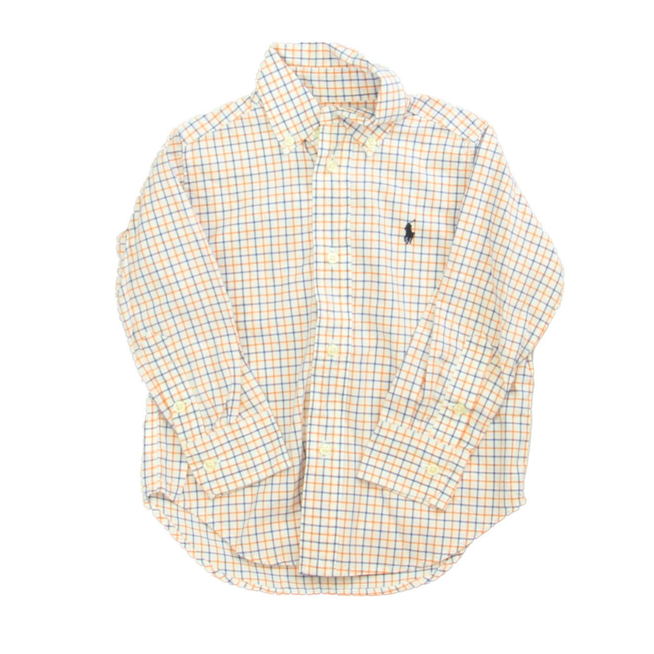 Ralph Lauren Boys White | Blue | Orange | Checks Button Down Long Sleeve Size: 2T