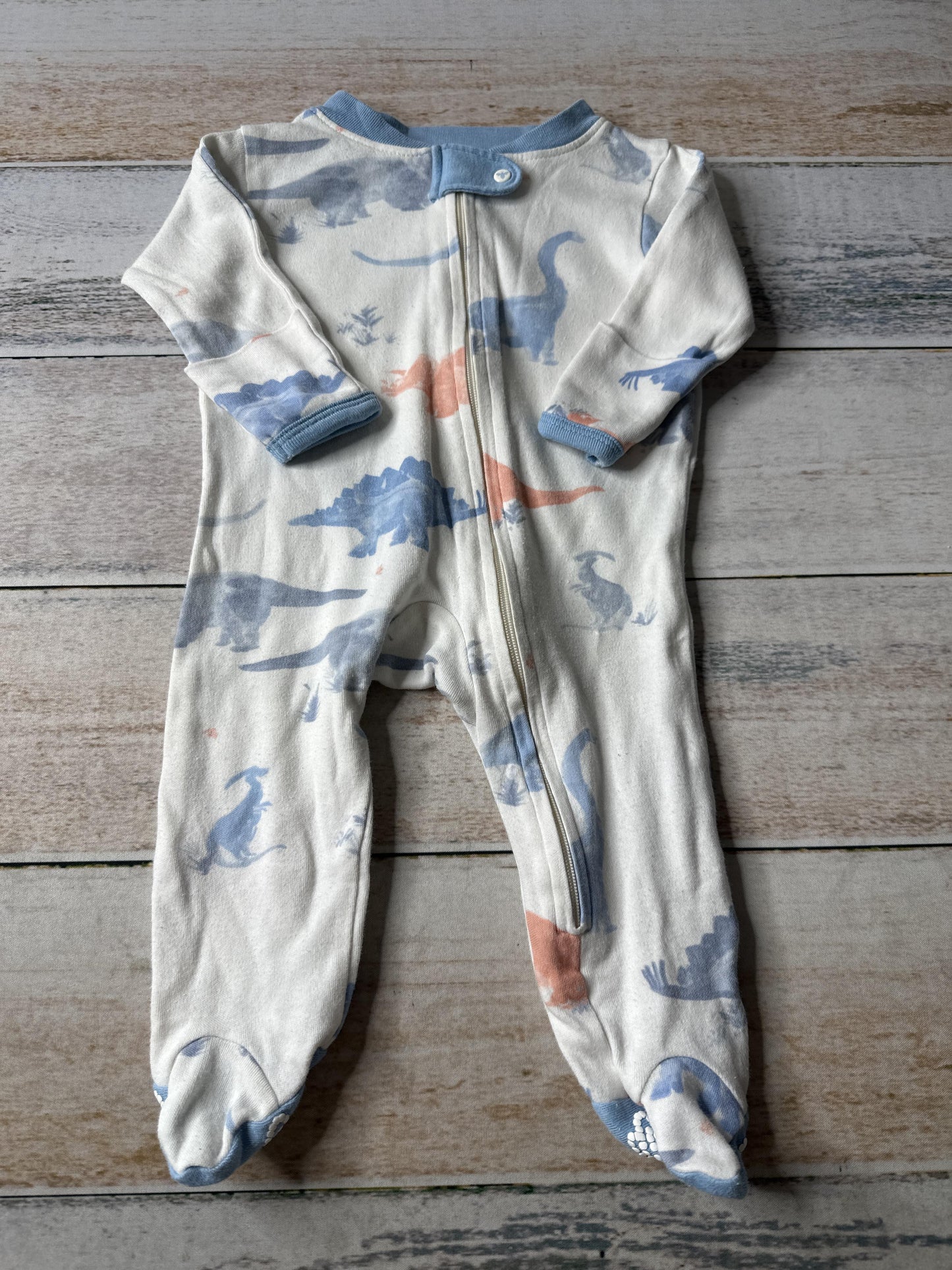 Burt's Bees Boys White | Blue | orange | Dinosaur Pajamas Size: 0-3 months White | Blue | orange | Dinosaur
