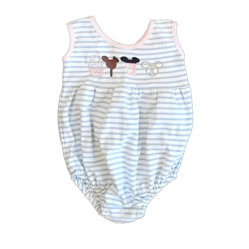 Stellybelly Girls White | Blue | Pink Disney Romper Size: 12 Months White | Blue | Pink Disney