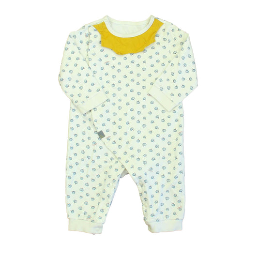 Moi Moln Boys White | Blue Pumpkins Long Sleeve Outfit Size: 3-6 Months White | Blue Pumpkins