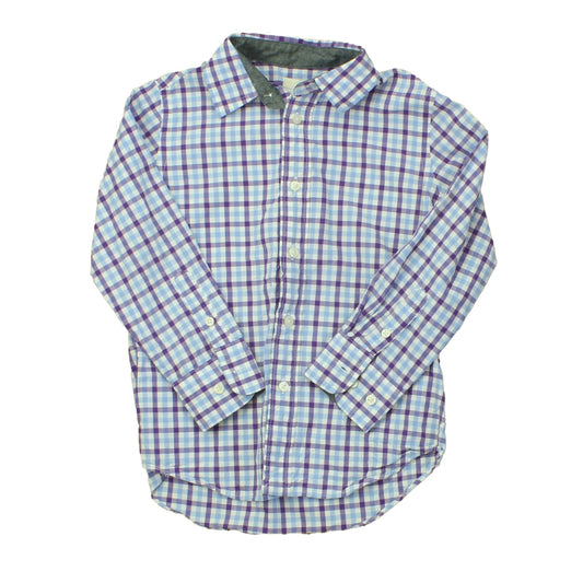Crewcuts Boys White | Blue | Purple | Checks Button Down Long Sleeve Size: 4-5T White | Blue | Purple | Checks