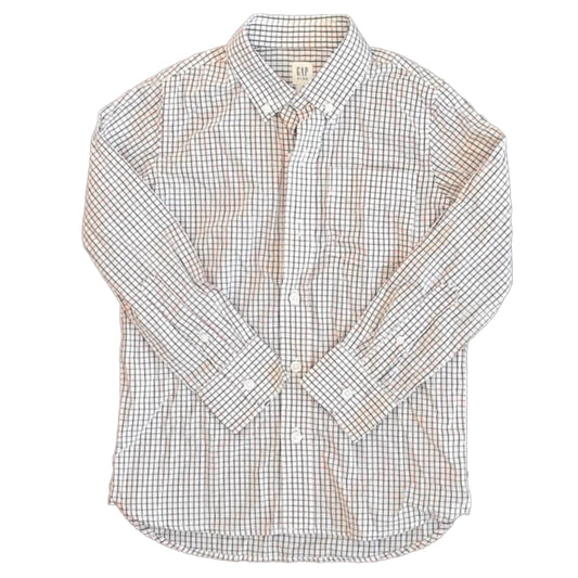 Gap Boys White |Blue | Red Plaid Button Down Long Sleeve Size: 6-7 Years White |Blue | Red Plaid