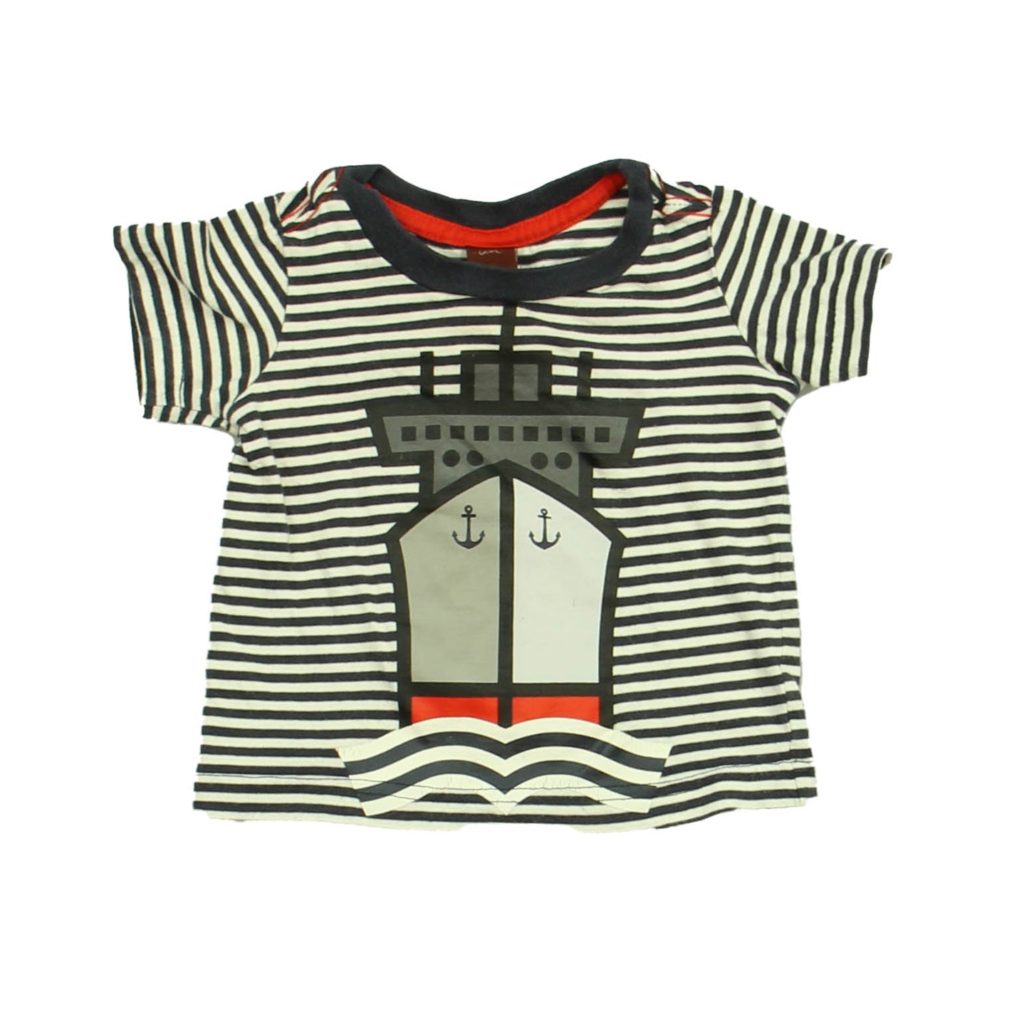 Tea Boys White | Blue | Ship T-Shirt Size: 3-6 Months