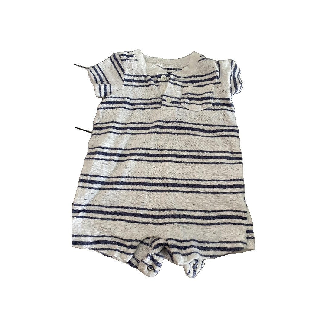Carters Boys White | Blue | Stripe Romper Size: 6 months White | Blue | Stripe