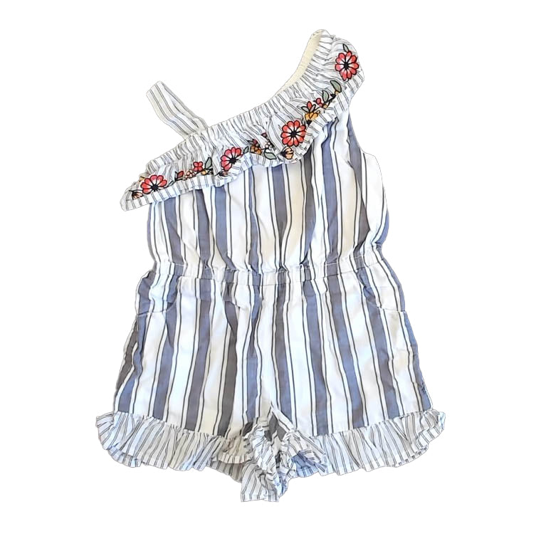 Janie and Jack Girls White | Blue Stripe Romper Size: 2T White | Blue Stripe