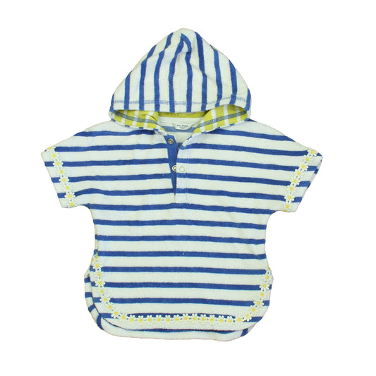 Boden Girls White | Blue Stripe Cover-up Size: 3-6 Months