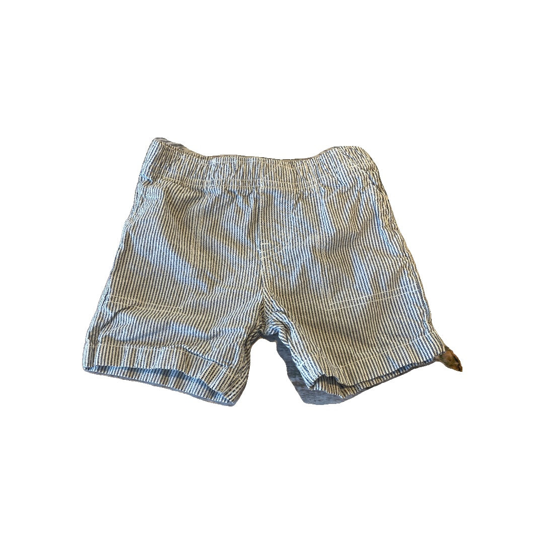 Carters Unisex White | Blue | Striped Shorts Size: 2T White | Blue | Striped