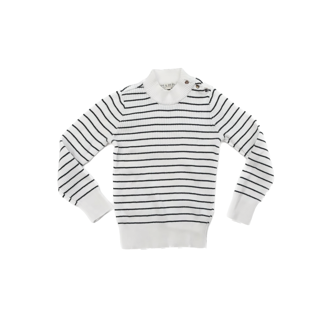 Hope & Henry Girls White | Blue striped Sweater Size: 6-7 Years White | Blue striped