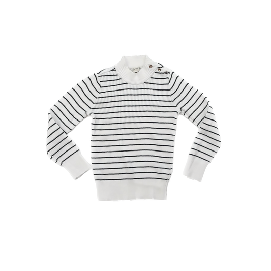 Hope & Henry Girls White | Blue striped Sweater Size: 6-7 Years White | Blue striped
