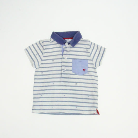 Mayoral Boys White | Blue | Striped Polo Shirt Size: 12M White | Blue | Striped