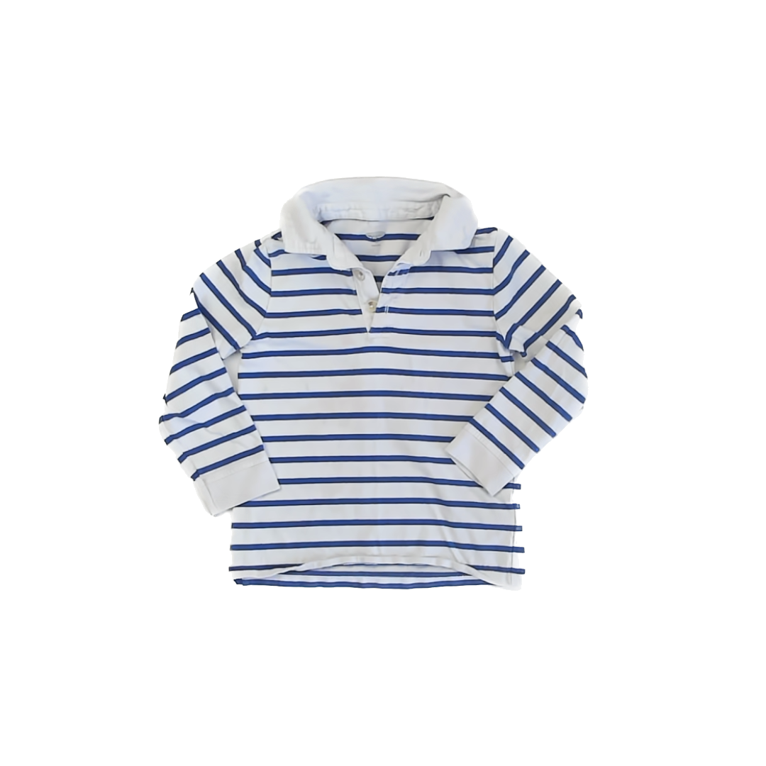 Old Navy Boys White | Blue striped Rugby Shirt Size: 5T White | Blue striped