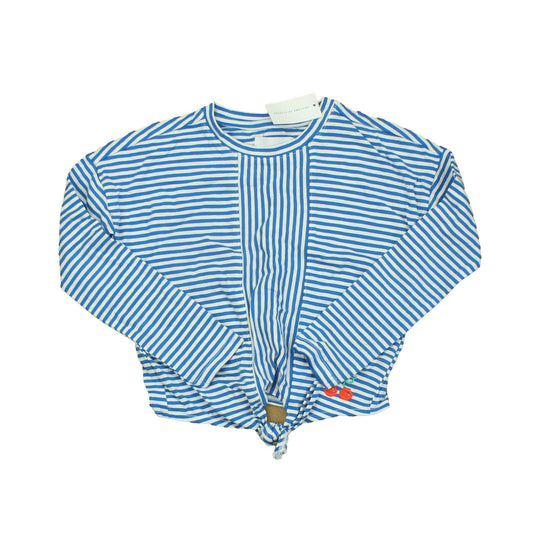Rockets Of Awesome Girls White | Blue | Stripes | Cherry Long Sleeve T-Shirt Size: Little Girl White | Blue | Stripes | Cherry