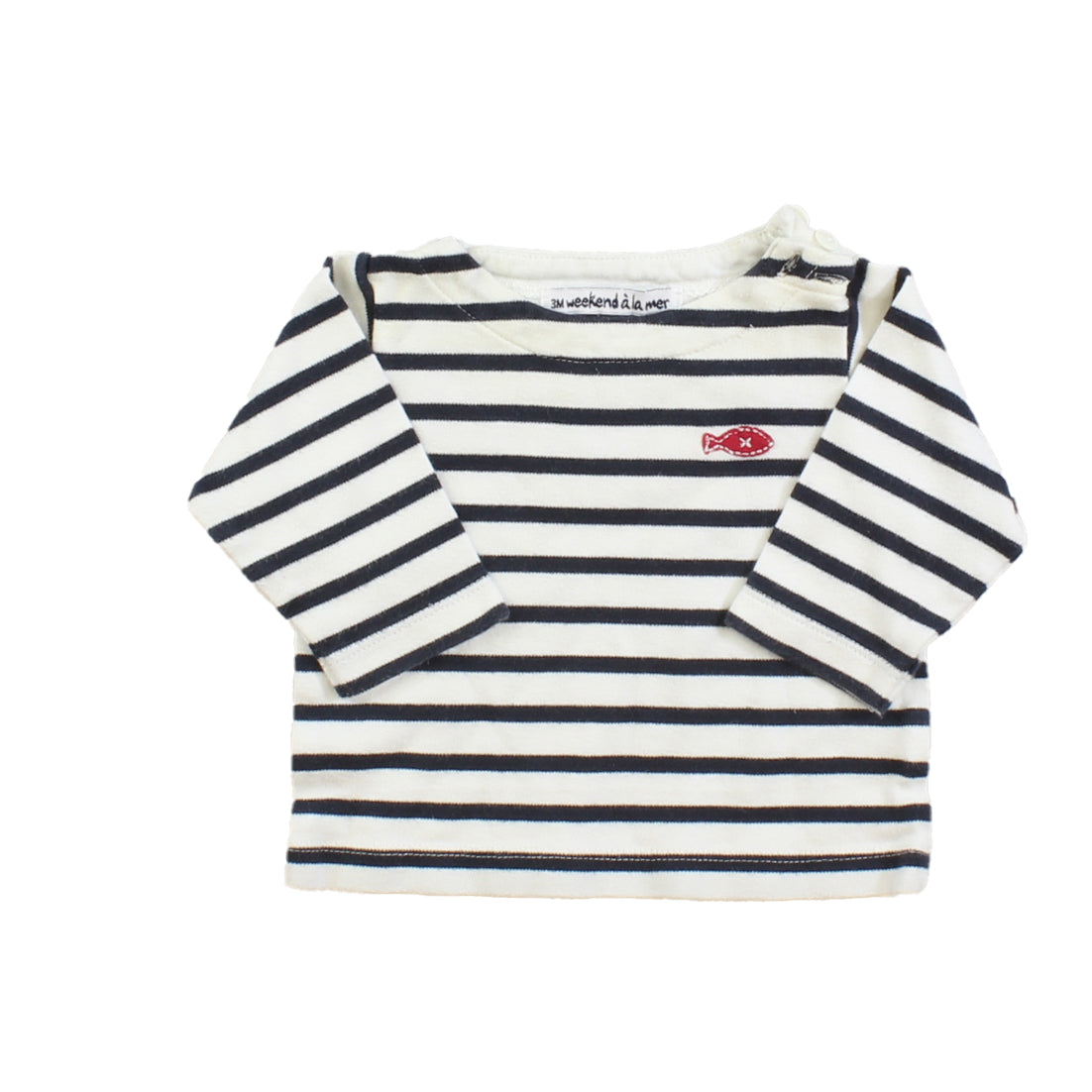 Weekend ala mer Boys White | Blue | Stripes Long Sleeve T-Shirt Size: 3 Months White | Blue | Stripes