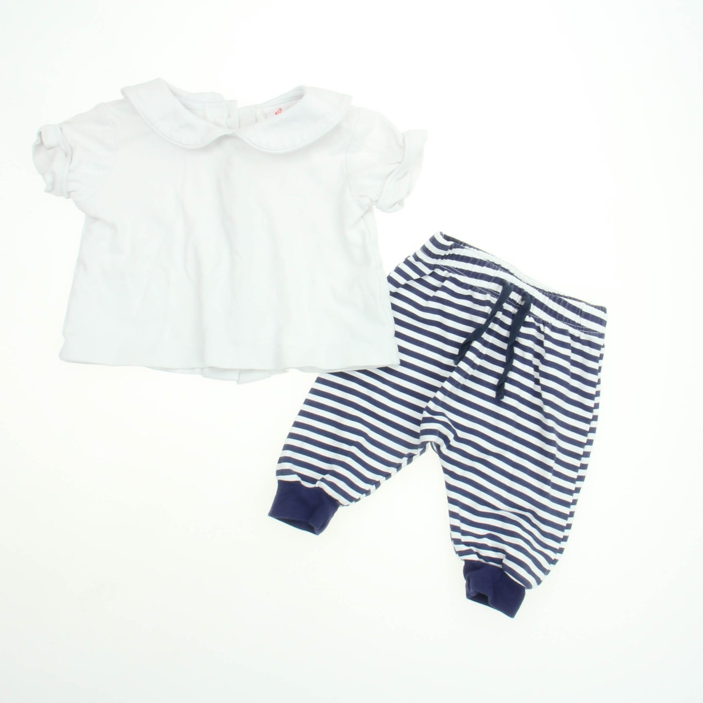 Shrimp & Grits Kids | Peppy Mini Boys White | Blue Stripes Apparel Sets Size: 6 Months White | Blue Stripes