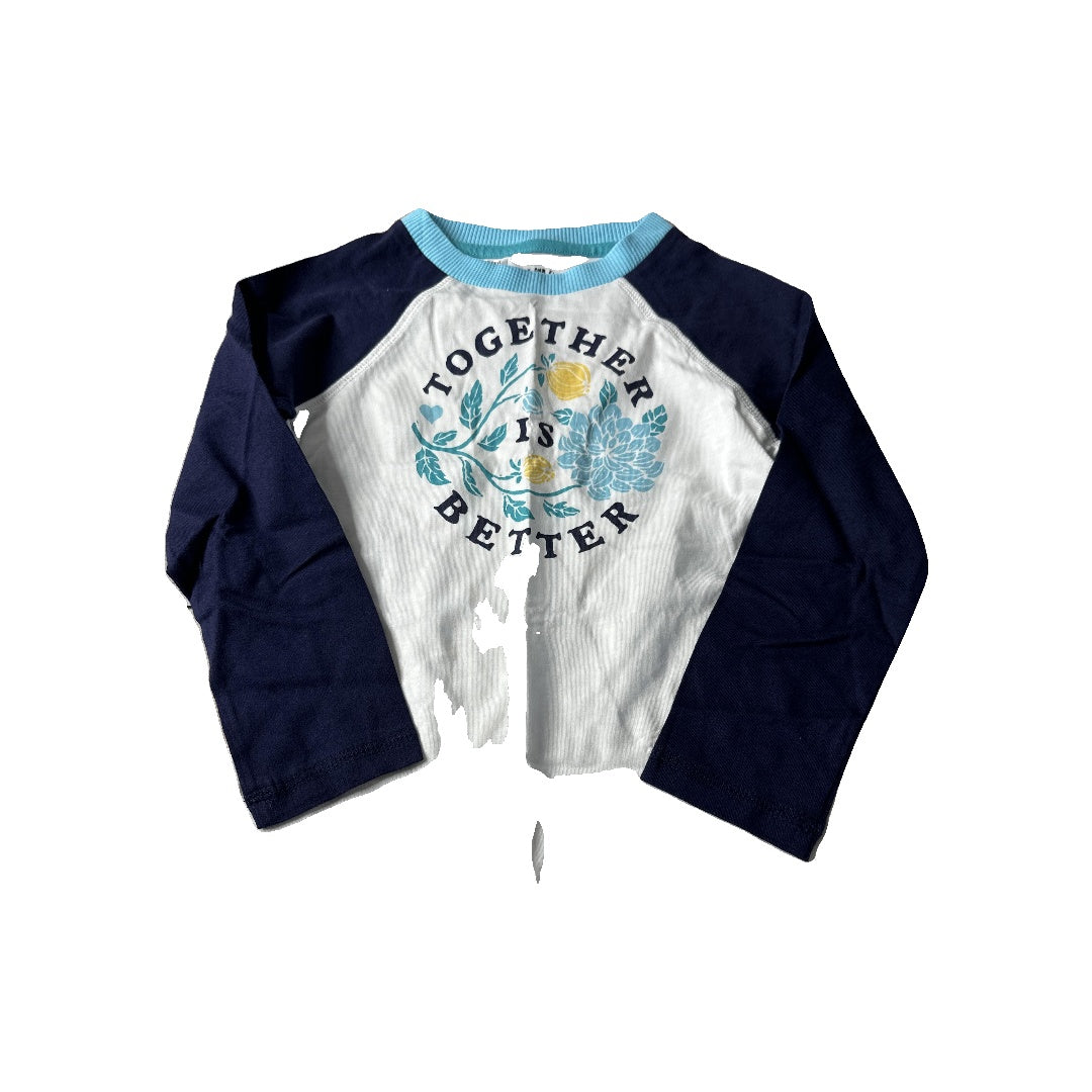 Mightly Girls White | Blue | Text Long Sleeve T-Shirt Size: 4T White | Blue | Text