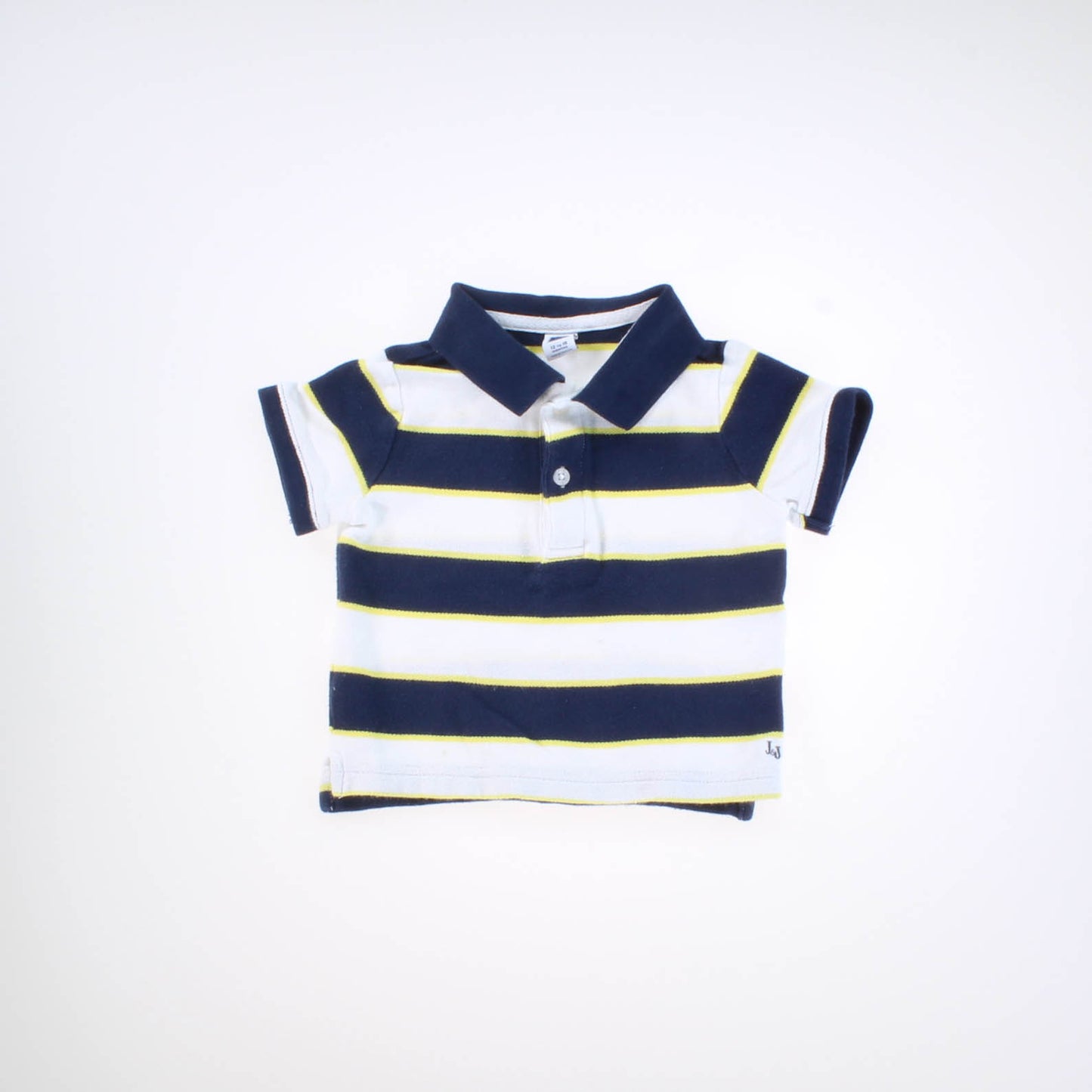 Janie and Jack Boys White | Blue | Yellow Polo Shirt Size: 12-18 Months White | Blue | Yellow