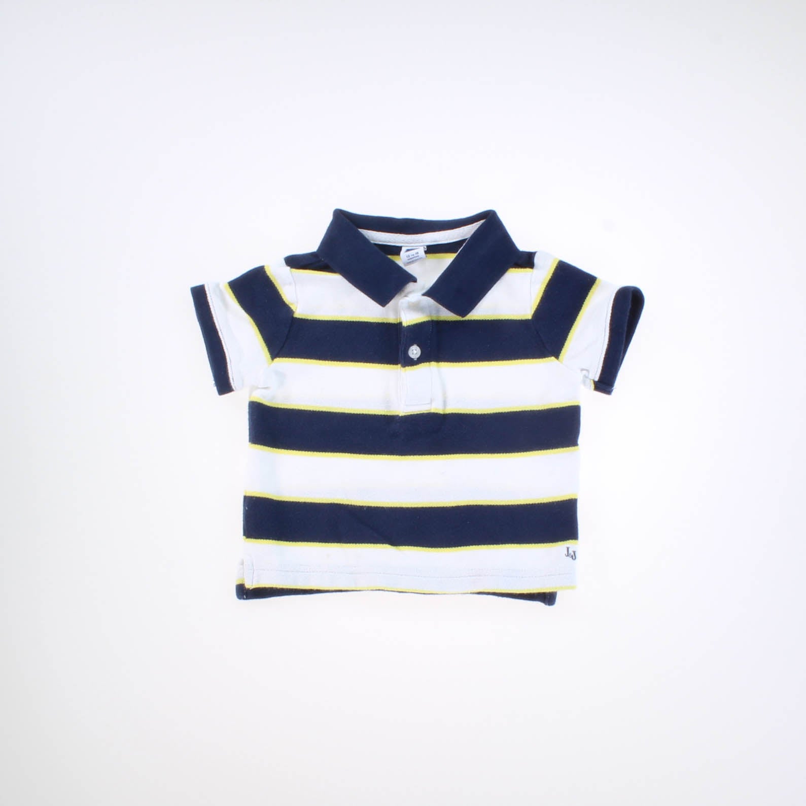 Janie and Jack Boys White | Blue | Yellow Polo Shirt Size: 12-18 Months White | Blue | Yellow