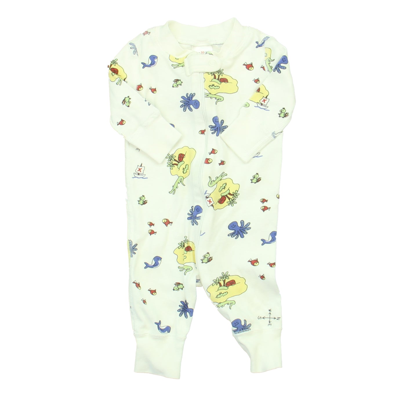 Hanna Andersson Boys White | Blue | Yellow 1-piece Non-footed Pajamas Size: 0-6 Months White | Blue | Yellow