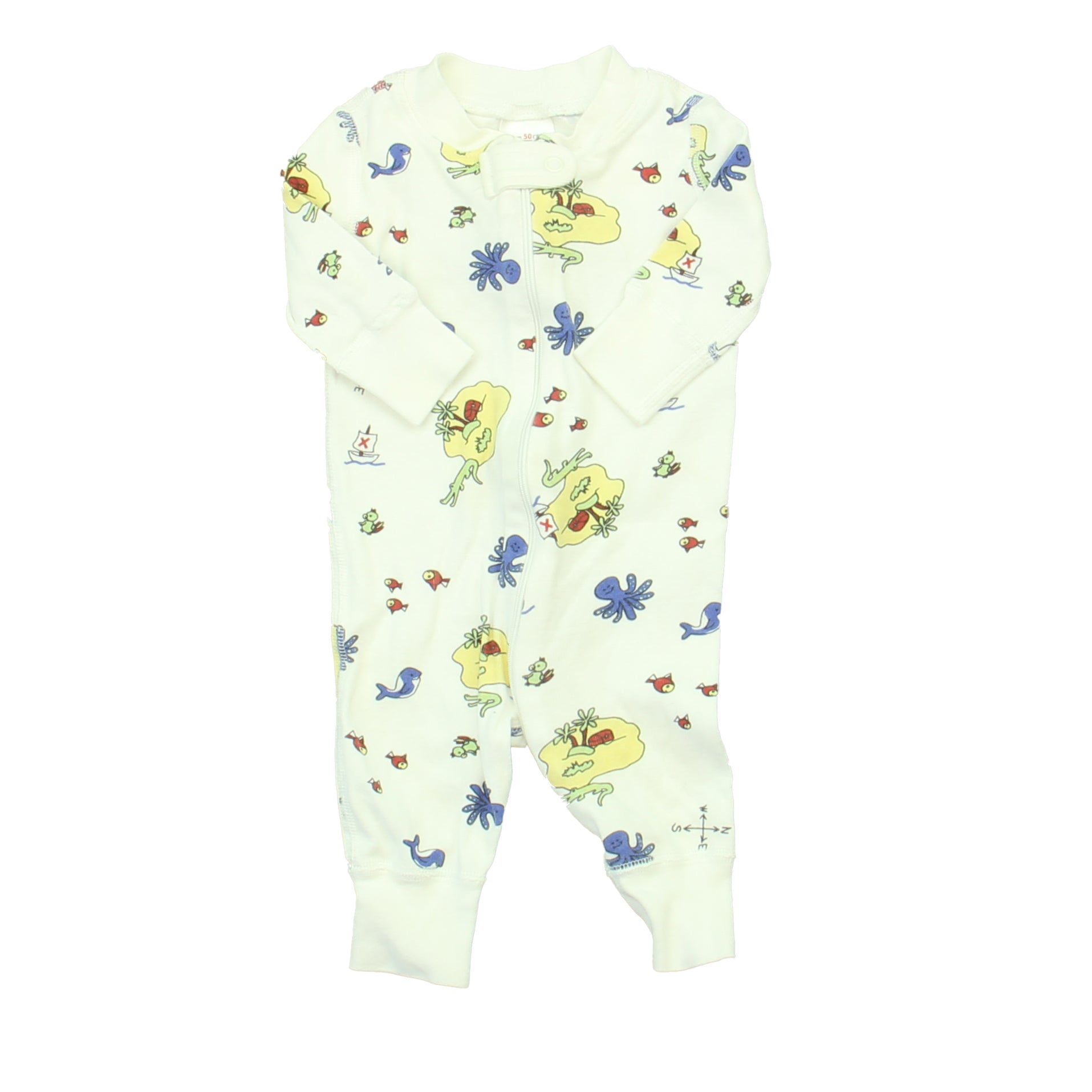 Hanna Andersson Boys White | Blue | Yellow 1-piece Non-footed Pajamas Size: 0-6 Months White | Blue | Yellow