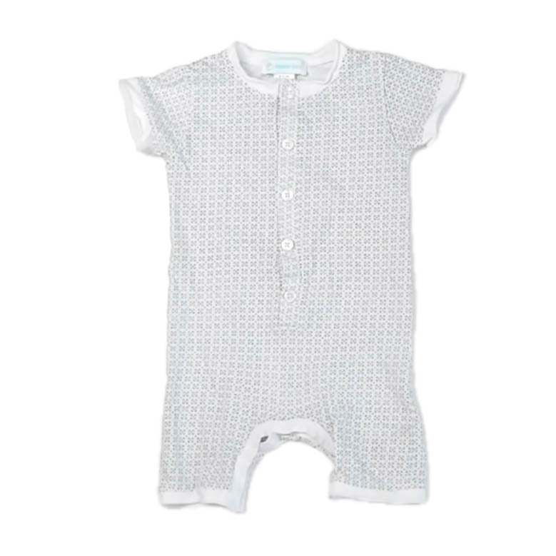 Feather Baby Boys White | Blue Romper Size: 6-9 Months White | Blue