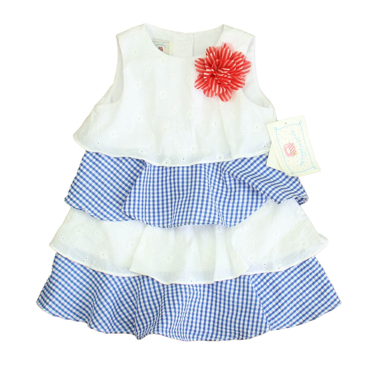 Marmellata Girls White | Blue Dress Size: 24 Months White | Blue